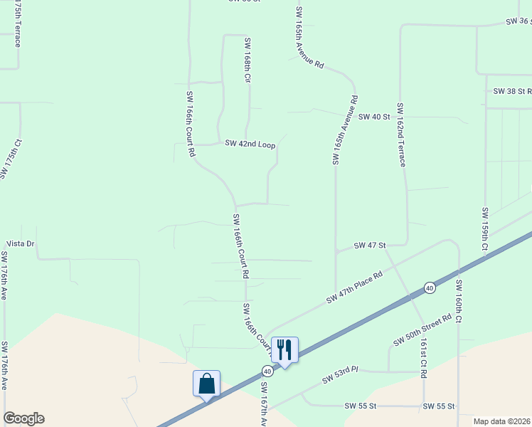 map of restaurants, bars, coffee shops, grocery stores, and more near 16698 Southwest 45th Street in Ocala