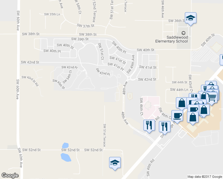 map of restaurants, bars, coffee shops, grocery stores, and more near 4906 Southwest 45th Street in Ocala