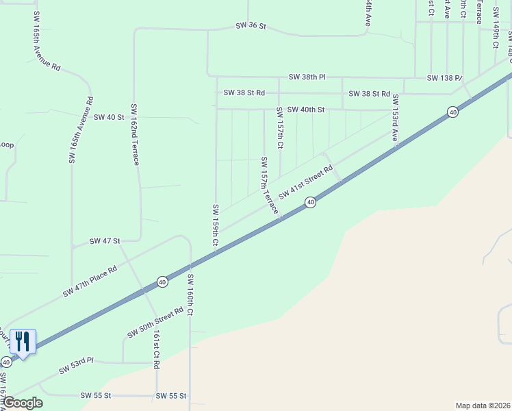 map of restaurants, bars, coffee shops, grocery stores, and more near 15821 Southwest 41st Street Road in Ocala
