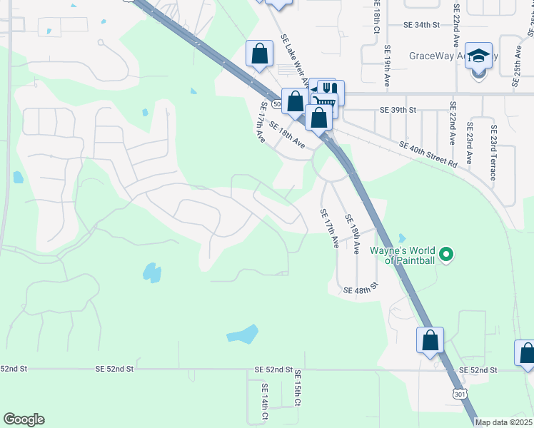 map of restaurants, bars, coffee shops, grocery stores, and more near 1311 Southeast 43rd Road in Ocala