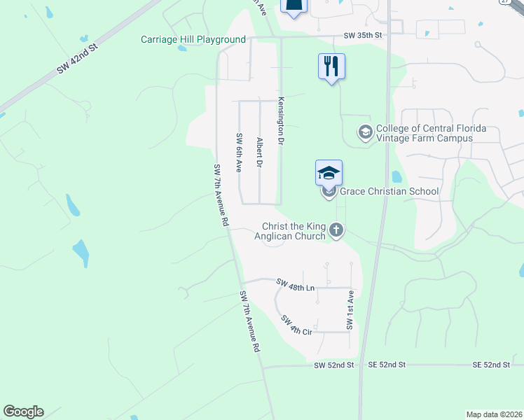 map of restaurants, bars, coffee shops, grocery stores, and more near 400 Southwest 43rd Place in Ocala