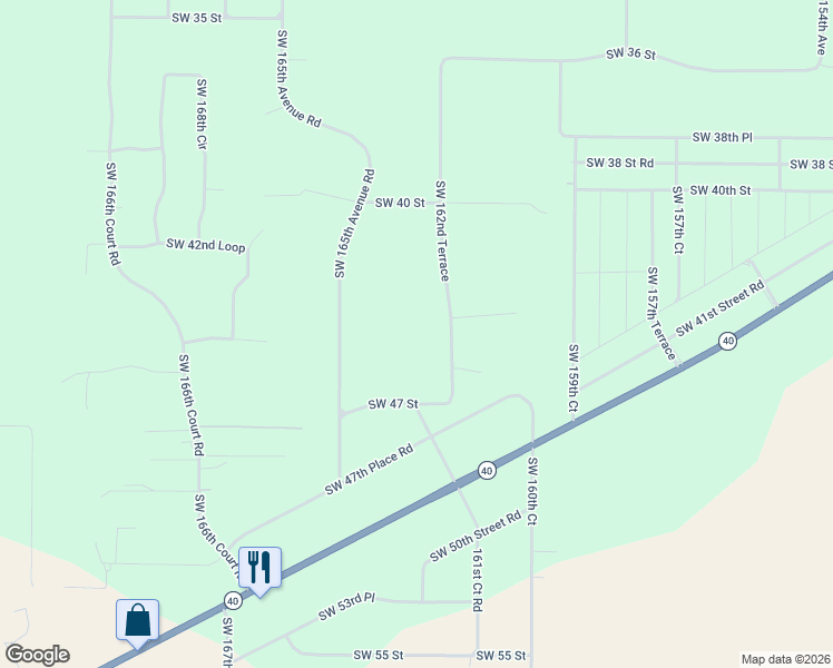 map of restaurants, bars, coffee shops, grocery stores, and more near 4524 Southwest 162nd Terrace in Ocala