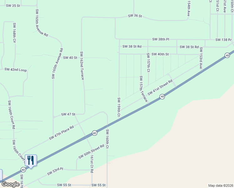 map of restaurants, bars, coffee shops, grocery stores, and more near 4486 Southwest 159th Court in Ocala