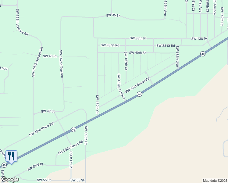 map of restaurants, bars, coffee shops, grocery stores, and more near 15821 Southwest 41st Street Road in Ocala