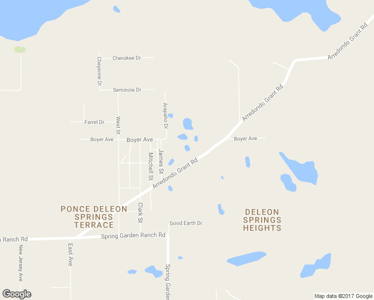 map of restaurants, bars, coffee shops, grocery stores, and more near 5465 Ray Street in De Leon Springs
