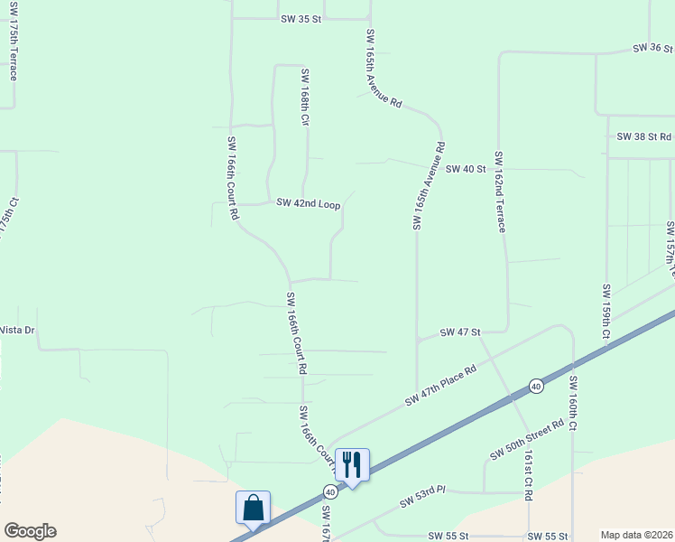 map of restaurants, bars, coffee shops, grocery stores, and more near 16698 Southwest 45th Street in Ocala