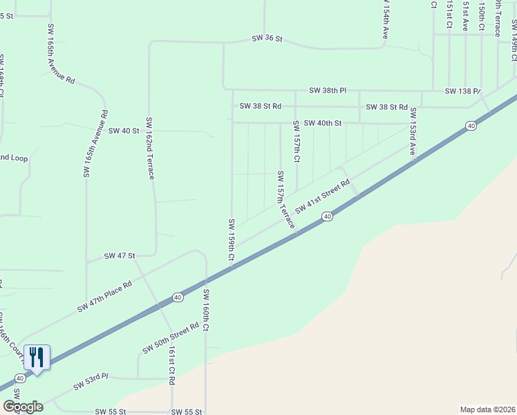 map of restaurants, bars, coffee shops, grocery stores, and more near 15864 Southwest 40th Place Road in Ocala