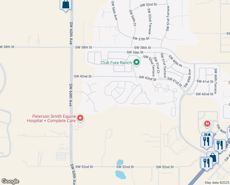 map of restaurants, bars, coffee shops, grocery stores, and more near 5544 Southwest 44th Road in Ocala