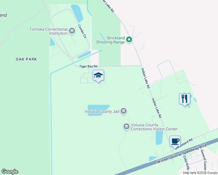 map of restaurants, bars, coffee shops, grocery stores, and more near 3875 Tiger Bay Road in Daytona Beach