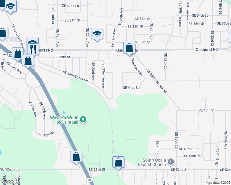 map of restaurants, bars, coffee shops, grocery stores, and more near 4240 Southeast 24th Terrace in Ocala