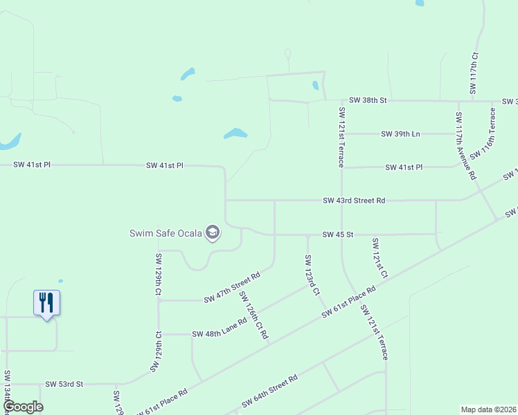 map of restaurants, bars, coffee shops, grocery stores, and more near 12550 Southwest 43rd Street Road in Ocala