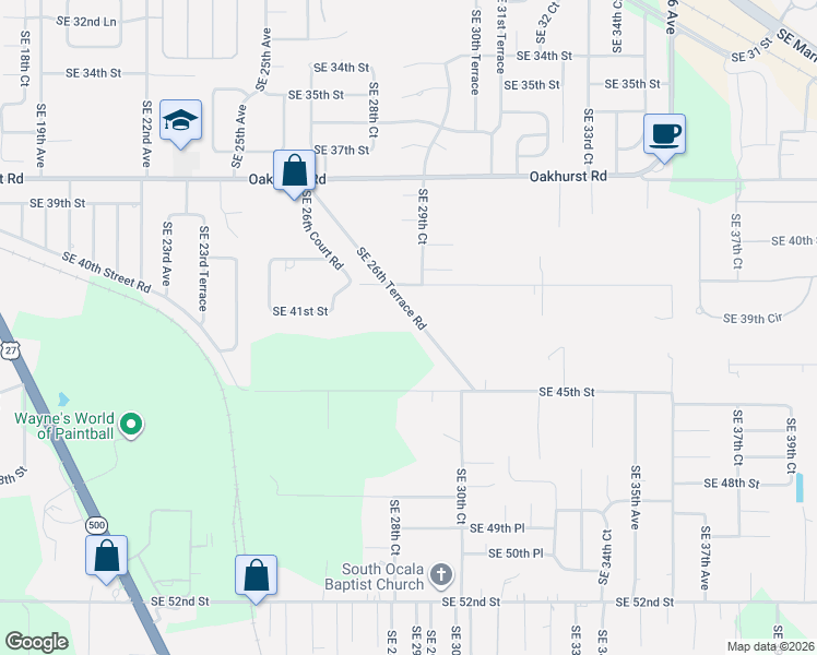 map of restaurants, bars, coffee shops, grocery stores, and more near 2930 Southeast 41st Place in Ocala