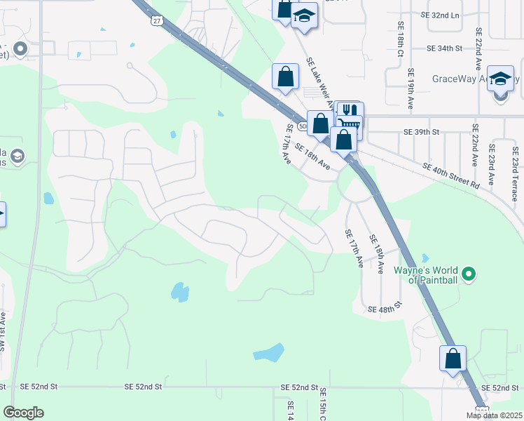 map of restaurants, bars, coffee shops, grocery stores, and more near 4325 Southeast 11th Avenue in Ocala