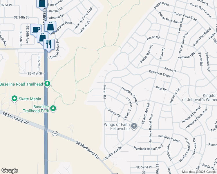 map of restaurants, bars, coffee shops, grocery stores, and more near in Marion County