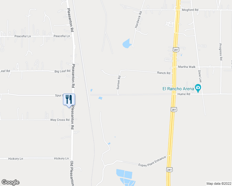 map of restaurants, bars, coffee shops, grocery stores, and more near 25685 Sunset Road in San Antonio