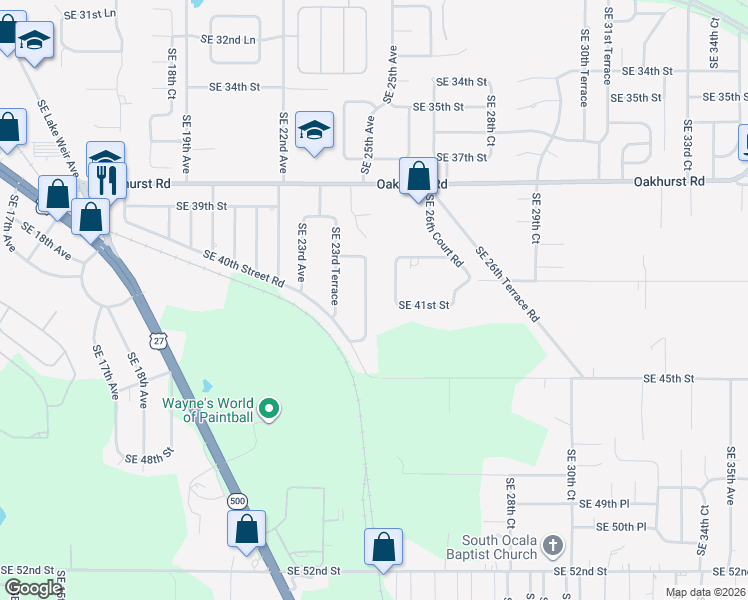 map of restaurants, bars, coffee shops, grocery stores, and more near 4240 Southeast 24th Terrace in Ocala