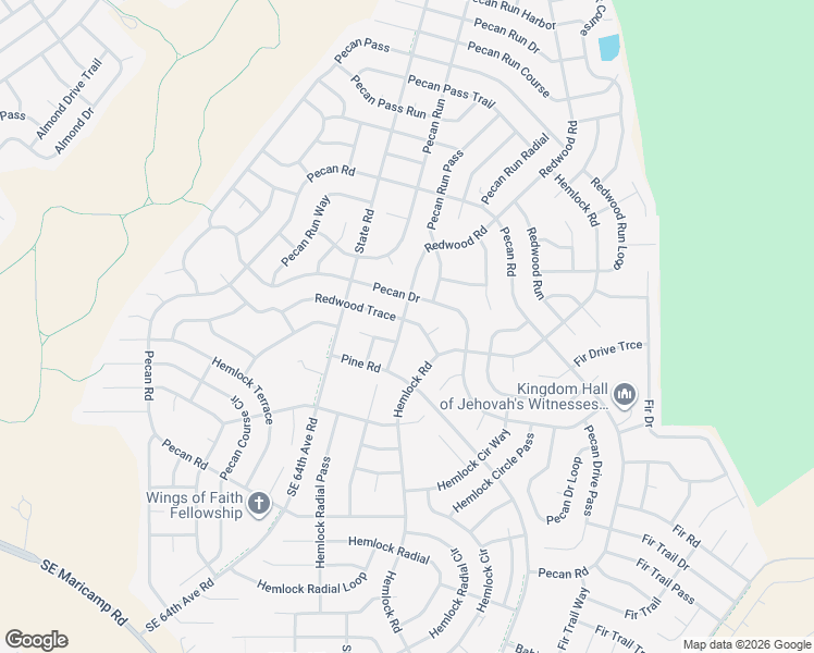 map of restaurants, bars, coffee shops, grocery stores, and more near 14 Redwood Trace in Ocala