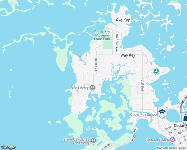 map of restaurants, bars, coffee shops, grocery stores, and more near 72577 Susan Street in Cedar Key