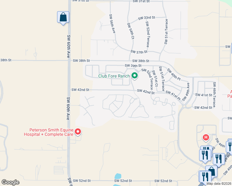 map of restaurants, bars, coffee shops, grocery stores, and more near 5529 Southwest 42nd Place in Ocala