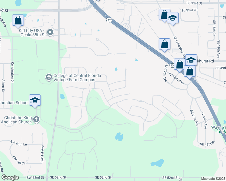 map of restaurants, bars, coffee shops, grocery stores, and more near 911 Southeast 42nd Street in Ocala