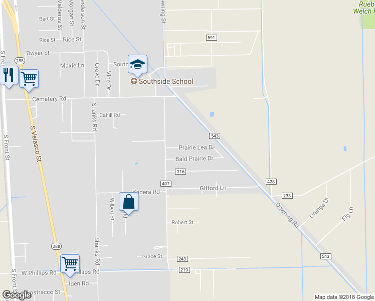 map of restaurants, bars, coffee shops, grocery stores, and more near 144 Prairie Lea Drive in Angleton