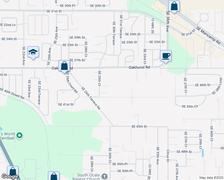 map of restaurants, bars, coffee shops, grocery stores, and more near 3065 Southeast 41st Place in Ocala