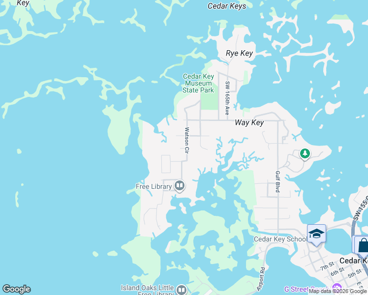 map of restaurants, bars, coffee shops, grocery stores, and more near 72577 Susan Street in Cedar Key