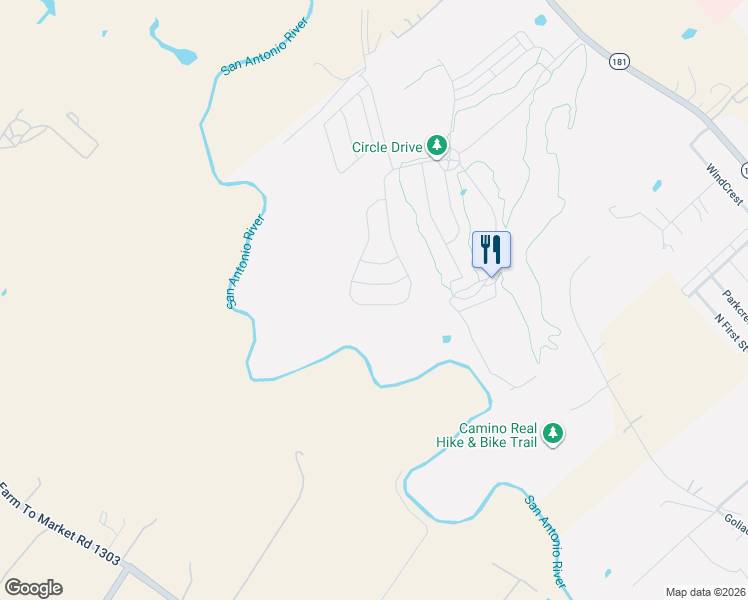 map of restaurants, bars, coffee shops, grocery stores, and more near 220 Middle Green Loop in Floresville