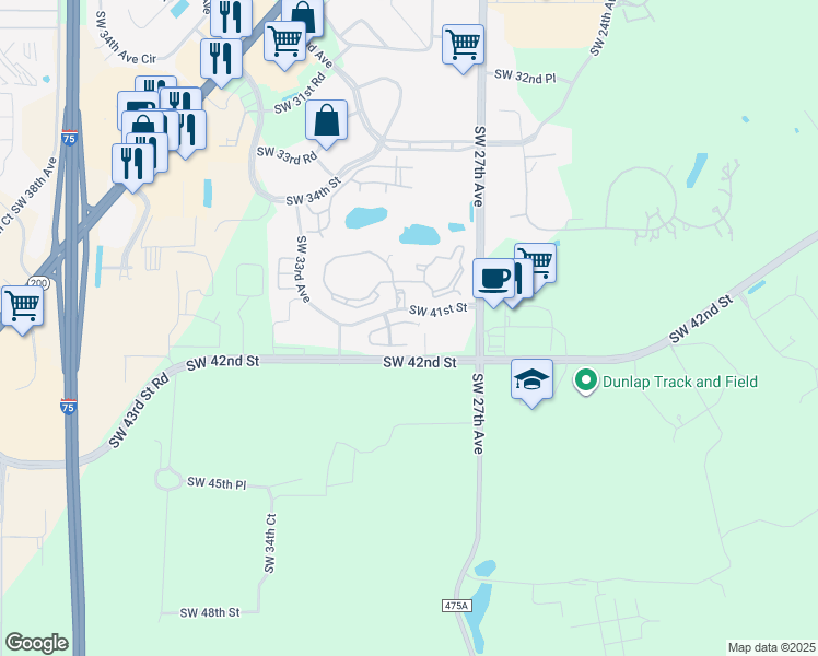map of restaurants, bars, coffee shops, grocery stores, and more near 2935 Southwest 41st Place in Ocala