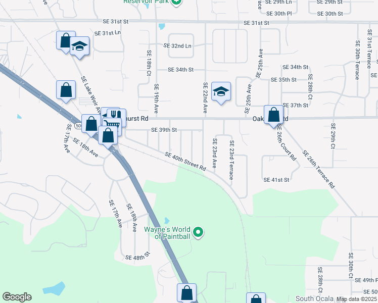 map of restaurants, bars, coffee shops, grocery stores, and more near 4041 Southeast 21st Court in Ocala