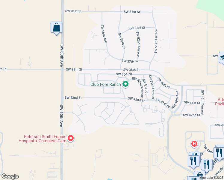 map of restaurants, bars, coffee shops, grocery stores, and more near 4074 Southwest 54th Court in Ocala