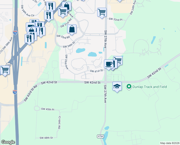 map of restaurants, bars, coffee shops, grocery stores, and more near 2935 Southwest 41st Place in Ocala