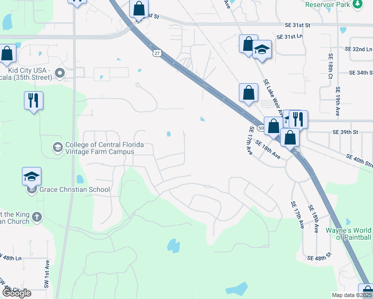 map of restaurants, bars, coffee shops, grocery stores, and more near 4080 Southeast 10th Avenue in Ocala