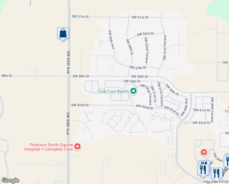 map of restaurants, bars, coffee shops, grocery stores, and more near 5651 Southwest 40th Place in Ocala