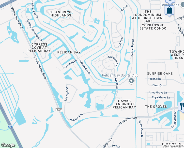 map of restaurants, bars, coffee shops, grocery stores, and more near 750 Pelican Bay Drive in Daytona Beach