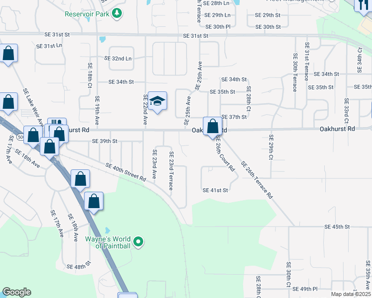 map of restaurants, bars, coffee shops, grocery stores, and more near 3996 Southeast 24th Court in Ocala