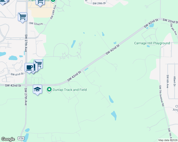map of restaurants, bars, coffee shops, grocery stores, and more near 4025 Southwest 20th Avenue in Ocala