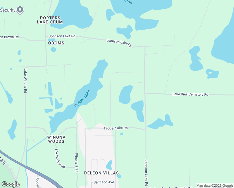 map of restaurants, bars, coffee shops, grocery stores, and more near 5780 Johnson Lake Road in De Leon Springs