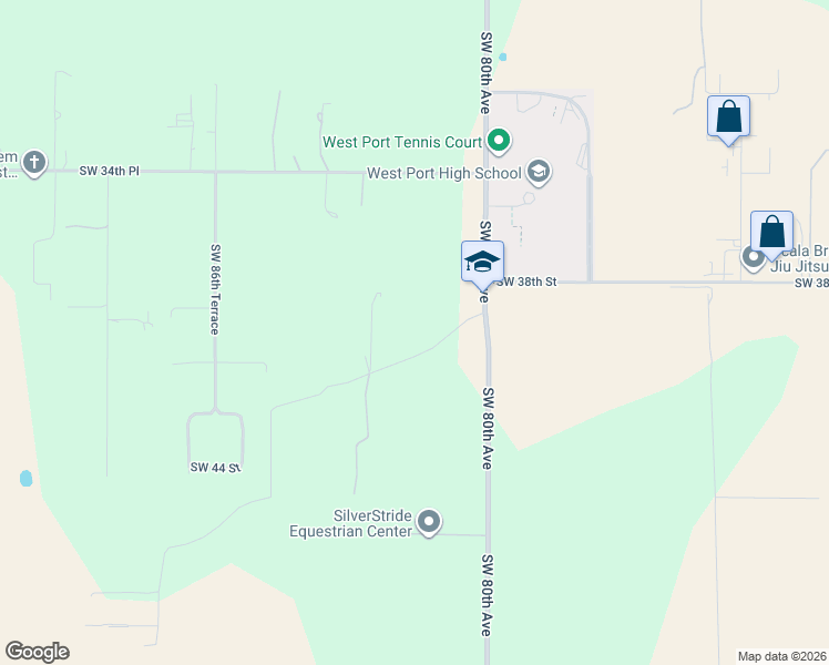 map of restaurants, bars, coffee shops, grocery stores, and more near 8081 Southwest 41st Place Road in Ocala