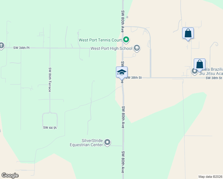 map of restaurants, bars, coffee shops, grocery stores, and more near 8081 Southwest 41st Place Road in Ocala