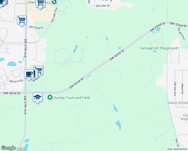 map of restaurants, bars, coffee shops, grocery stores, and more near 4025 Southwest 20th Avenue in Ocala