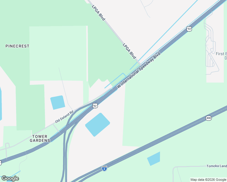 map of restaurants, bars, coffee shops, grocery stores, and more near 3289 West International Speedway Boulevard in Daytona Beach