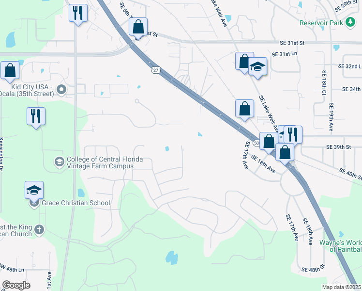 map of restaurants, bars, coffee shops, grocery stores, and more near 4080 Southeast 10th Avenue in Ocala