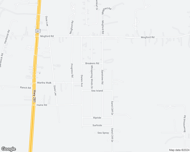 map of restaurants, bars, coffee shops, grocery stores, and more near 25350 Whispering Winds Drive in San Antonio