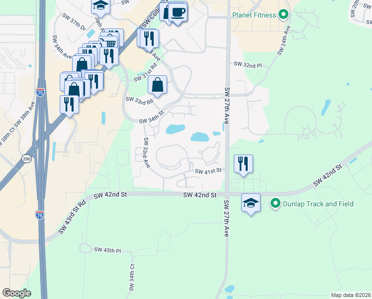 map of restaurants, bars, coffee shops, grocery stores, and more near 2901 Southwest 41st Street in Ocala