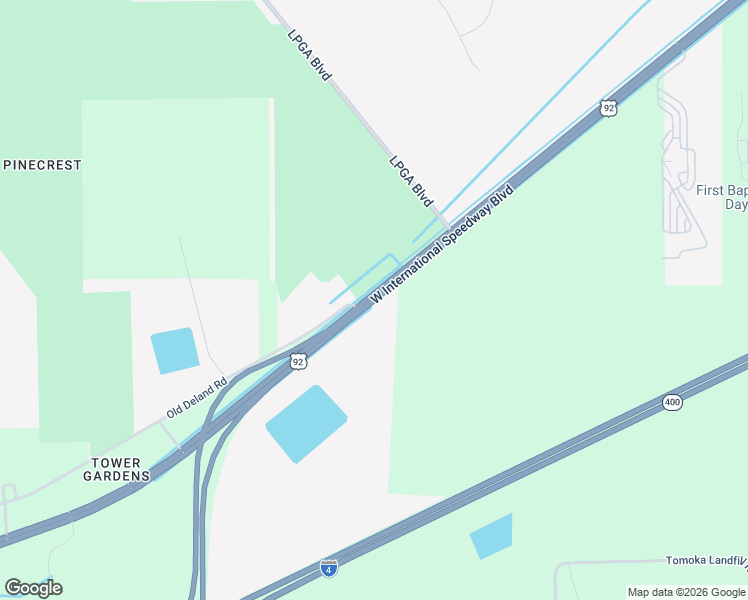 map of restaurants, bars, coffee shops, grocery stores, and more near 3289 West International Speedway Boulevard in Daytona Beach