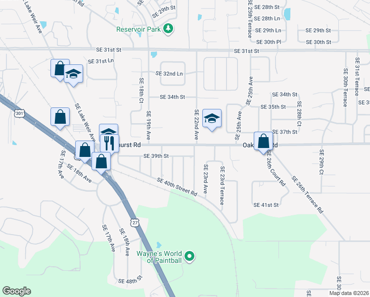 map of restaurants, bars, coffee shops, grocery stores, and more near 2140 SE 38th St in Ocala