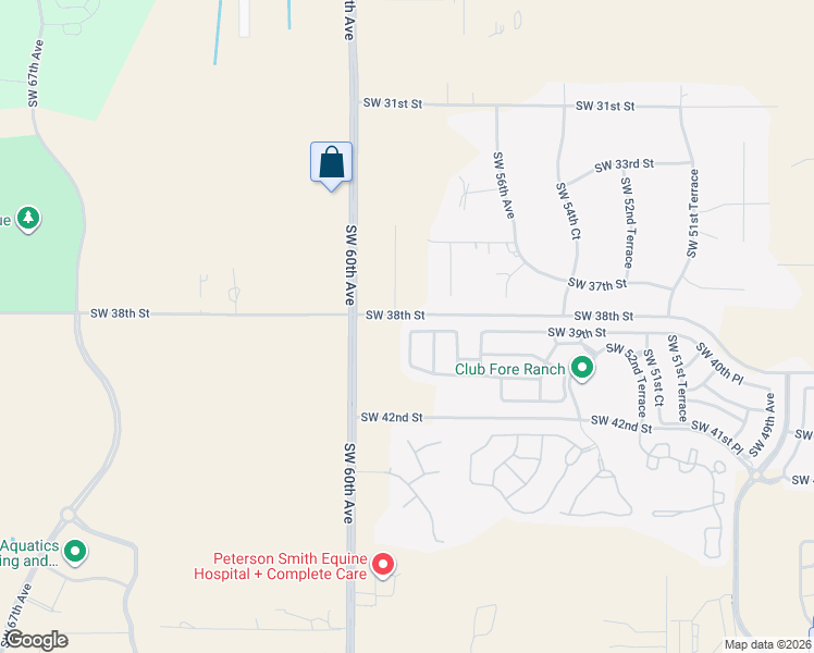 map of restaurants, bars, coffee shops, grocery stores, and more near 5797 Southwest 39th Street in Ocala