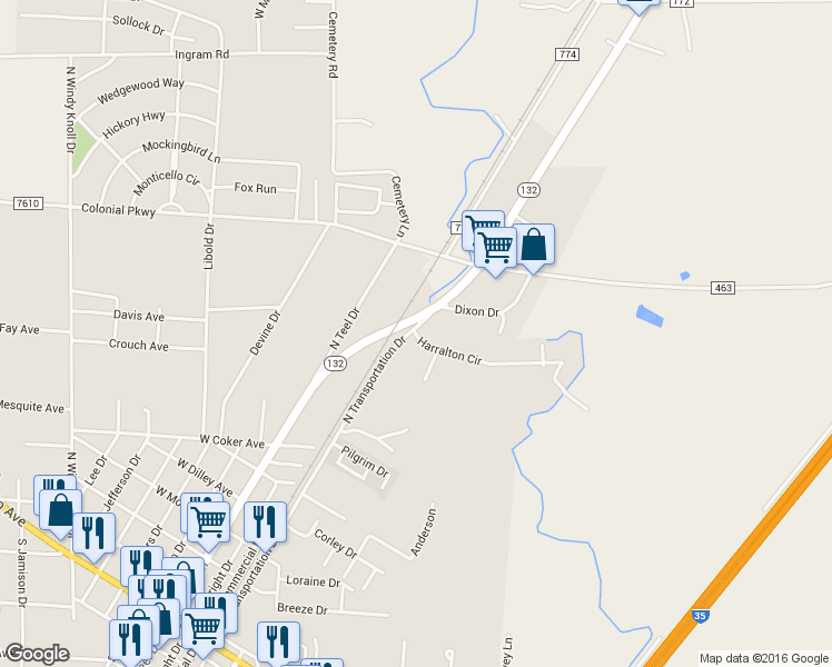 map of restaurants, bars, coffee shops, grocery stores, and more near 227 Harralton Circle in Devine