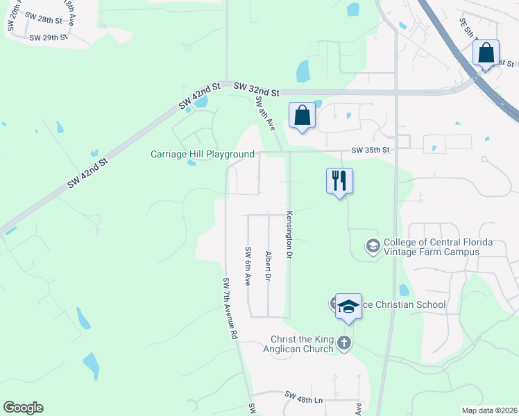 map of restaurants, bars, coffee shops, grocery stores, and more near 511 Southwest 38th Street in Ocala